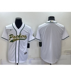 Men's Green Bay Packers Blank White Stitched MLB Cool Base Nike Baseball Jersey