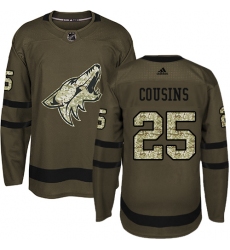 Youth Adidas Arizona Coyotes #25 Nick Cousins Authentic Green Salute to Service NHL Jersey