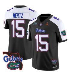 Men's Florida Gators #15 Graham Mertz Black Alternate 2024 F.U.S.E. Florida Patch Vapor Limited Stitched Football Jersey