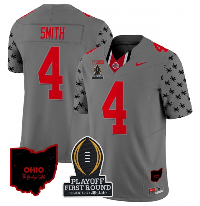 Men's Ohio State Buckeyes #4 Jeremiah Smith Grey Limited Stitched Football Jersey