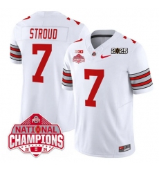 Men's Ohio State Buckeyes #7 C.J. Stroud White 2025 CFP Final With National Champions F.U.S.E. Vapor Limited Stitched Football Jersey