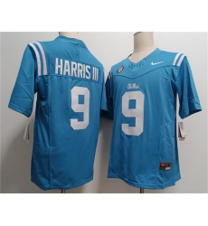 Men's Ole Miss Rebels #9 Tres Harris III Powder Blue F.U.S.E. Stitched Football Jersey