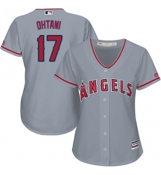 Women's Majestic Los Angeles Angels of Anaheim #17 Shohei Ohtani Replica Grey Road Cool Base MLB Jersey