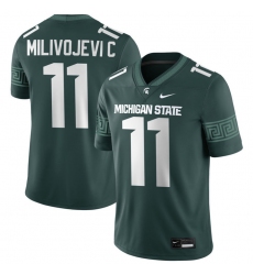 Men's Michigan State Spartans #11 Alessio Milivojevic 2025 Green Football Game Jersey