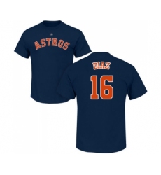 Baseball Houston Astros #16 Aledmys Diaz Navy Blue Name & Number T-Shirt