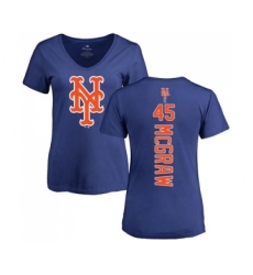 MLB Women's Nike New York Mets #45 Zack Wheeler Royal Blue Name & Number T-Shirt