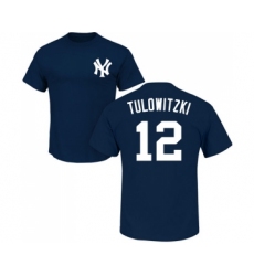 Baseball New York Yankees #12 Troy Tulowitzki Navy Blue Name & Number T-Shirt