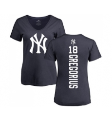 MLB Women's Nike New York Yankees #18 Didi Gregorius Navy Blue Backer T-Shirt