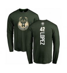 Basketball Milwaukee Bucks #42 Robin Lopez Green Backer Long Sleeve T-Shirt
