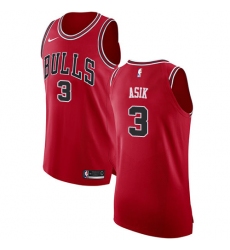 Men's Nike Chicago Bulls #3 Omer Asik Authentic Red Road NBA Jersey - Icon Edition