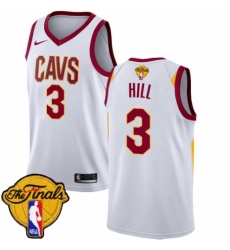 Men's Nike Cleveland Cavaliers #3 George Hill Authentic White 2018 NBA Finals Bound NBA Jersey - Association Edition