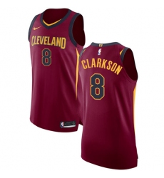Men's Nike Cleveland Cavaliers #8 Jordan Clarkson Authentic Maroon NBA Jersey - Icon Edition