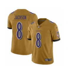Men's Baltimore Ravens #8 Lamar Jackson Limited Gold Inverted Legend Football Jersey Men's Baltimore Ravens #8 Lamar Jackson Limited Gold Inverted Legend Football Jersey