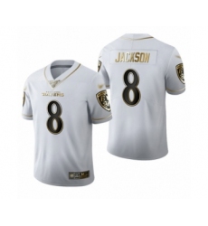 Men's Baltimore Ravens #8 Lamar Jackson Limited White Golden Edition Football Jersey Men's Baltimore Ravens #8 Lamar Jackson Limited White Golden Edition Football Jersey