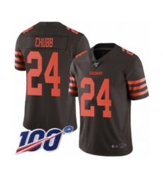 Men's Cleveland Browns #24 Nick Chubb Limited Brown Rush Vapor Untouchable 100th Season Football Jersey