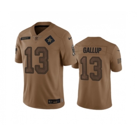 Men's Nike Dallas Cowboys #13 Michael Gallup 2023 Brown Salute To Service Limited Football Stitched Jersey Men's Nike Dallas Cowboys #13 Michael Gallup 2023 Brown Salute To Service Limited Football Stitched Jersey