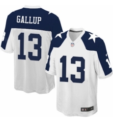 Men's Nike Dallas Cowboys #13 Michael Gallup Game White Throwback Alternate NFL Jersey