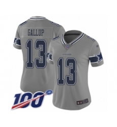 Women's Dallas Cowboys #13 Michael Gallup Limited Gray Inverted Legend 100th Season Football Jersey