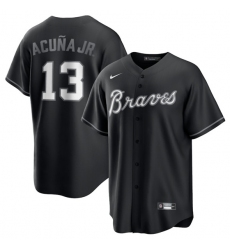 Men's Atlanta Braves #13 Ronald Acuna Jr. Black Lights Out Limited Stitched Baseball Jersey