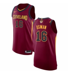 Men's Nike Cleveland Cavaliers #16 Cedi Osman Authentic Maroon 2018 NBA Finals Bound NBA Jersey - Icon Edition