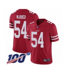 Men's San Francisco 49ers #54 Fred Warner Red Team Color Vapor Untouchable Limited Player 100th Season Football Jersey