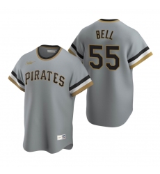 Men's Nike Pittsburgh Pirates #55 Josh Bell Gray Cooperstown Collection Road Stitched Baseball Jersey