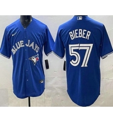 Men's Toronto Blue Jays #57 Shane Bieber Blue Cool Base Jersey
