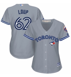 Women's Majestic Toronto Blue Jays #62 Aaron Loup Replica Grey Road MLB Jersey