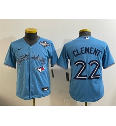 Youth Toronto Blue Jays #22 Ernie Clement Blue 2025 World Series Cool Base Stitched Baseball Jersey
