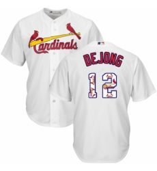 Men's Majestic St. Louis Cardinals #12 Paul DeJong Authentic White Team Logo Fashion Cool Base MLB Jersey