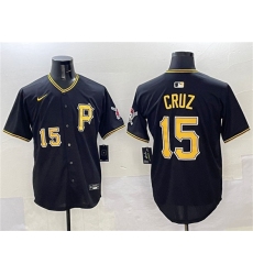 Men's Pittsburgh Pirates #15 Oneil Cruz Black 2025 Limited Stitched Baseball Jersey