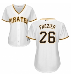 Women's Majestic Pittsburgh Pirates #26 Adam Frazier Authentic White Home Cool Base MLB Jersey