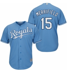 Men's Majestic Kansas City Royals #15 Whit Merrifield Replica Light Blue Alternate 1 Cool Base MLB Jersey