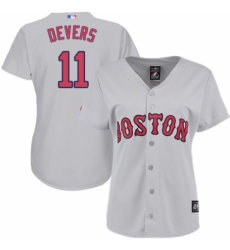 Women's Majestic Boston Red Sox #11 Rafael Devers Replica Grey Road MLB Jersey