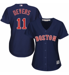 Women's Majestic Boston Red Sox #11 Rafael Devers Replica Navy Blue Alternate Road MLB Jersey