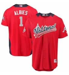 Men's Majestic Atlanta Braves #1 Ozzie Albies Game Red National League 2018 MLB All-Star MLB Jersey