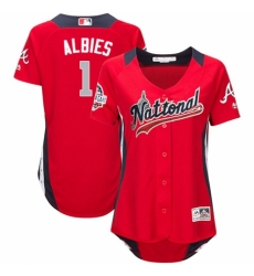 Women's Majestic Atlanta Braves #1 Ozzie Albies Game Red National League 2018 MLB All-Star MLB Jersey