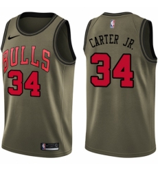 Youth Nike Chicago Bulls #34 Wendell Carter Jr. Swingman Green Salute to Service NBA Jersey