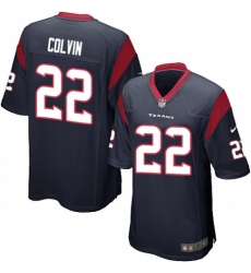 Men's Nike Houston Texans #22 Aaron Colvin Game Navy Blue Team Color NFL Jersey