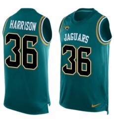 Men's Nike Jacksonville Jaguars #36 Ronnie Harrison Limited Teal Green Player Name & Number Tank Top NFL Jersey