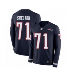 Youth Nike New England Patriots #71 Danny Shelton Limited Navy Blue Therma Long Sleeve NFL Jersey