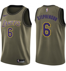 Men's Nike Los Angeles Lakers #6 Lance Stephenson Swingman Green Salute to Service NBA Jersey