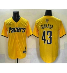 Men's Indiana Pacers #43 Pascal Siakam Yellow 2025 Finals Vapor Stitched Baseball Jersey