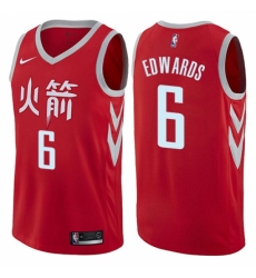 Men's Nike Houston Rockets #6 Vincent Edwards Swingman Red NBA Jersey - City Edition