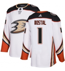 Youth Adidas Anaheim Ducks #1 Lukas Dostal Authentic White Away NHL Jersey