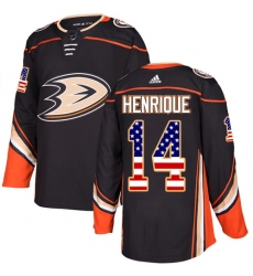 Youth Adidas Anaheim Ducks #14 Adam Henrique Authentic Black USA Flag Fashion NHL Jersey
