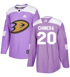 Men's Adidas Anaheim Ducks #20 Jason Chimera Authentic Purple Fights Cancer Practice NHL Jersey