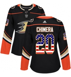 Women's Adidas Anaheim Ducks #20 Jason Chimera Authentic Black USA Flag Fashion NHL Jersey