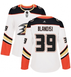 Women's Adidas Anaheim Ducks #39 Joseph Blandisi Authentic White Away NHL Jersey