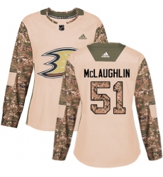 Women's Adidas Anaheim Ducks #51 Blake McLaughlin Authentic Camo Veterans Day Practice NHL Jersey